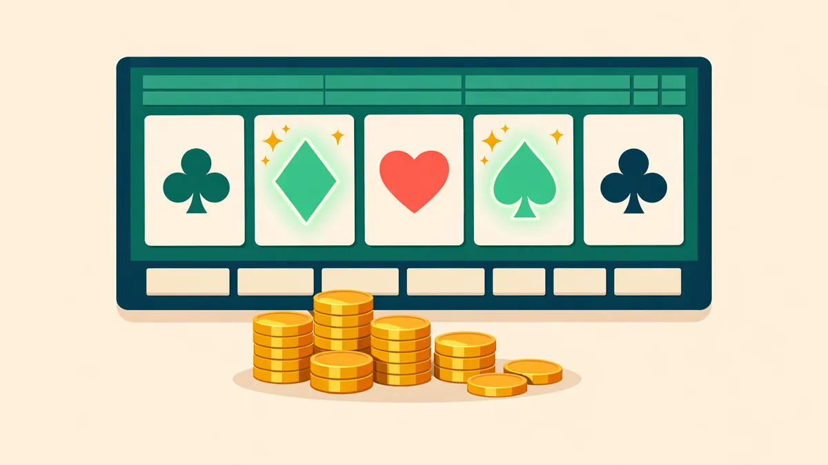 Video poker screen with two sparkling wild cards above a coin stack, illustrating deuces wild video poker