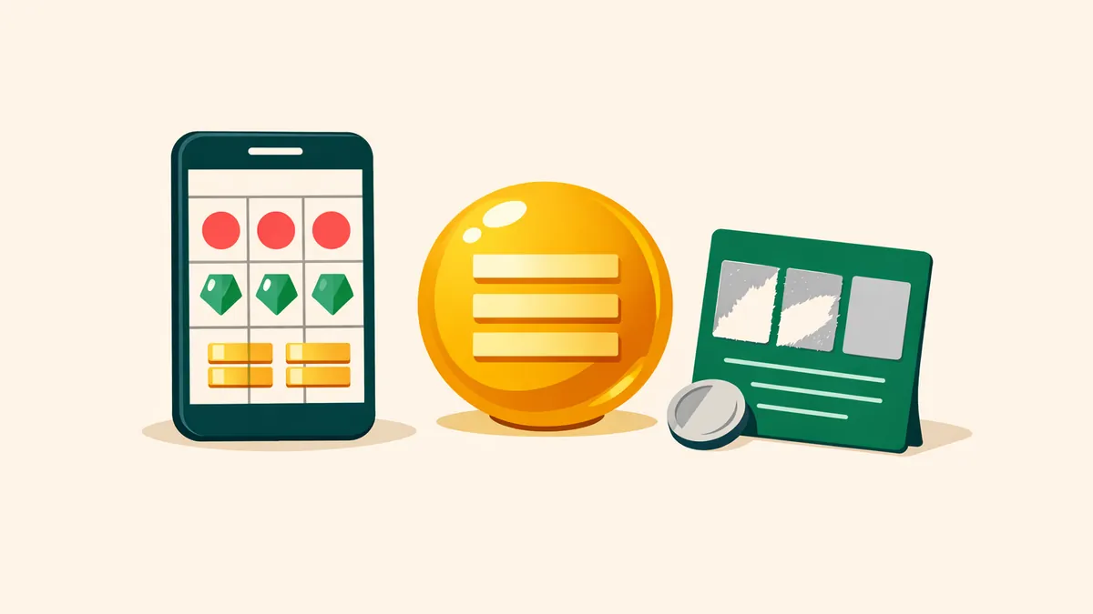 Phone pokie, scratch ticket and gold multiplier orb side by side, illustrating our Hacksaw Gaming guide