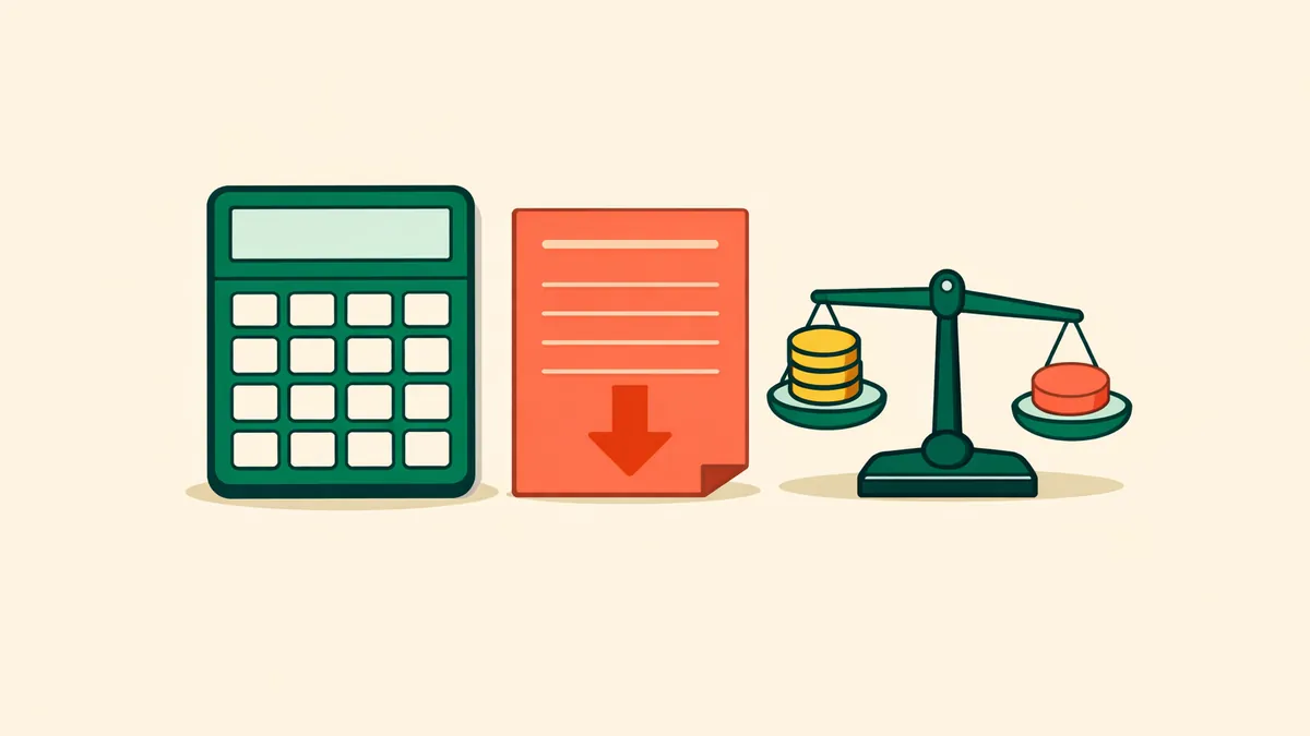 Calculator beside a lay bet slip and a balance scale of coins, illustrating our lay bet calculator