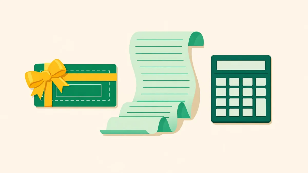 Bonus voucher with a long terms and conditions scroll and a calculator, illustrating a wagering requirements calculator